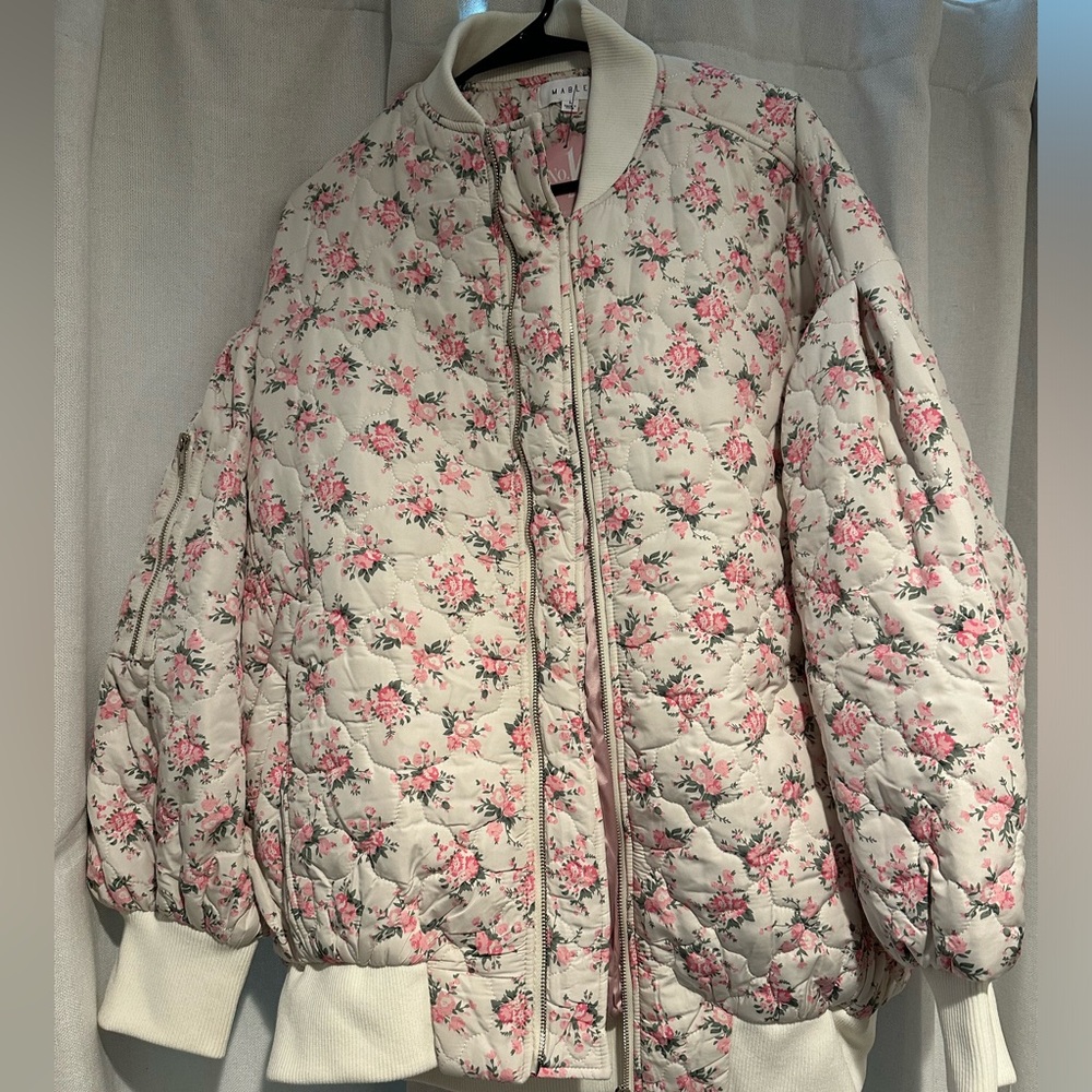 NEW & UNIQUE- Floral Quilted Bomber Jacket